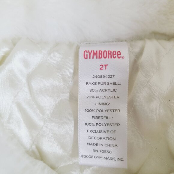 Gymboree Faux Fur Coat With Satin Bow & Button Closure Size 2T Party Church - Picture 4 of 8